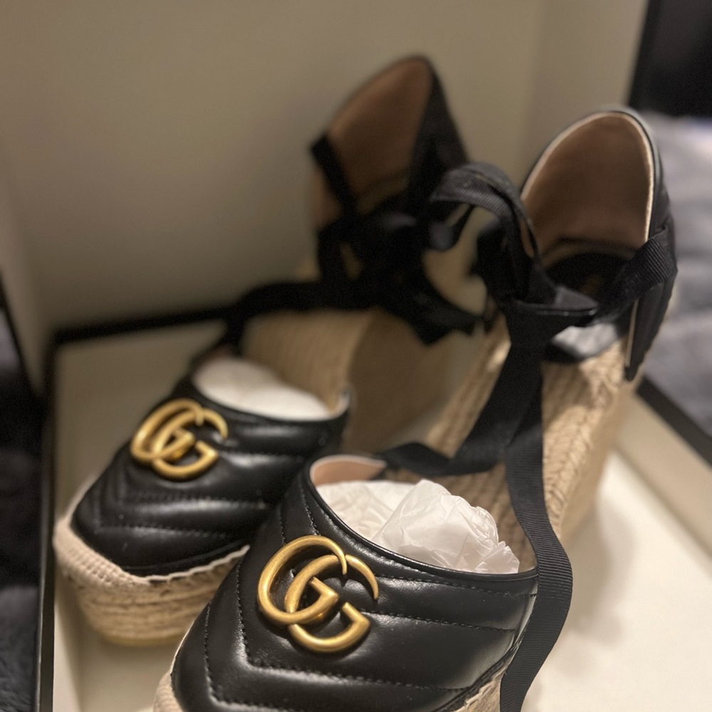 Gucci leather platform espadrilles size 41